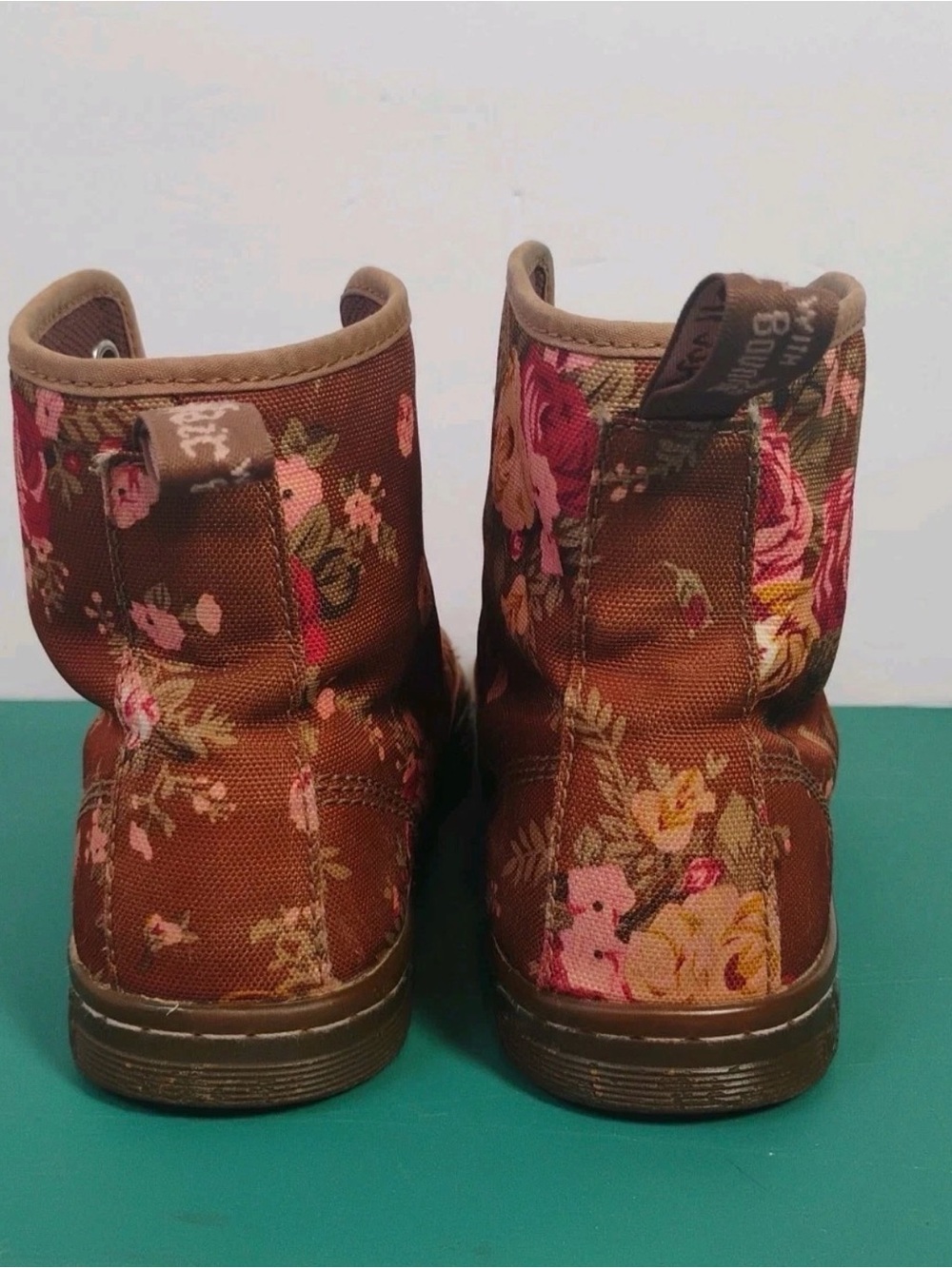 Dr Martens Floral Canvas Boots Brown Roses Lace Up Youth US 7 EU 38 - Picture 6 of 15